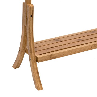 Natural Bamboo 3-Tier Freestanding Towel Rack with Shelf