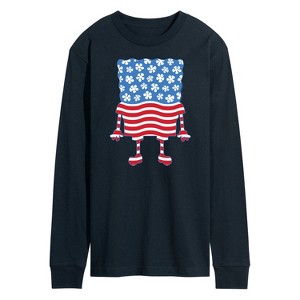 Men's - SpongeBob SquarePants - Silhouette Stars Stripes Long Sleeve Graphic T-Shirt - 1 of 4