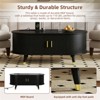 RISOKEYS 42.5"W Oval Fluted Coffee Table - Mid-Century Center Table with Sliding Tambour Door and Charging Station for Living Room - Black - 2 of 4