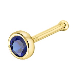 Jewelry Avalanche 22G 14K Gold Bezel-set Blue Sapphire Ball-end Nose Stud - 1 of 3