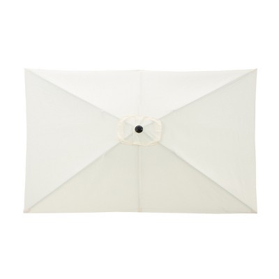 Beige Rectangular Steel Frame Patio Umbrella with Crank and Tilt