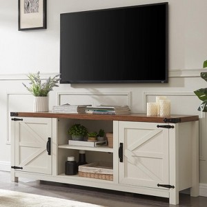 SinCiDo TV Stand for TVs Up to 75 inches, Farmhouse Wood Barn Door Media Television Console Table with Storage Cabinets - 1 of 4