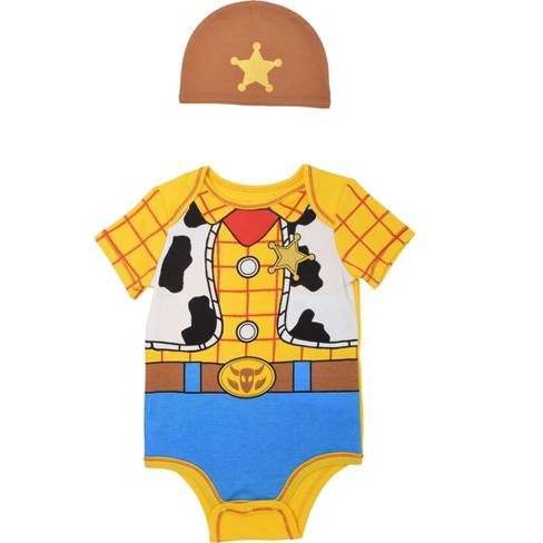 Disney Pixar Toy Story Woody Infant Baby Boys Cosplay Bodysuit Hat And Bib 3 Piece 24 Months Target