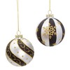 Kurt Adler 80 MM Silver/ Black/ Gold Glass Balls, 6-Piece Set - 2 of 4