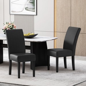 NicBex Set of 2 Modern PU Leather Dining Chairs, Minimalist Rubberwood Legs Design, Upholstered Kitchen Side Chairs - 1 of 4