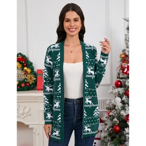 Womens Christmas Cardigan Sweaters Long Sleeve Open Front Lightweight Knitwear Cardigan Ugly Cardigan Sweater - 1 of 4
