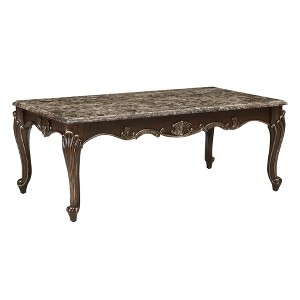 51" Marble Top Traditional Cocktail Table with Cabriole Legs and Decorative Apron, Elegant Accent for Living Room or Lounge - 1 of 4