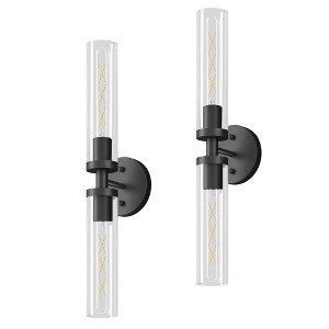 DAKAFUL Industrial Double Wall Sconce,E26 Vertical/Horizontal Wall Light with Glass Shades for Bathroom Mirror/Hallway/Bedroom - 1 of 4