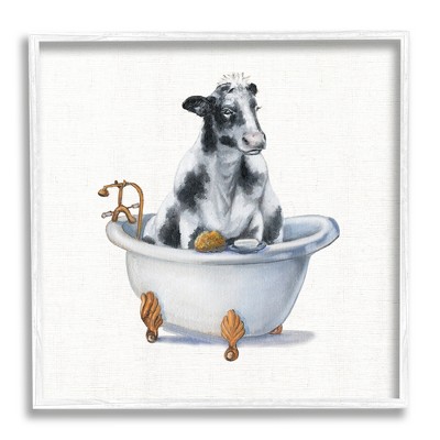 Stupell Industries Dairy Cow in Bathtub Country Farm Animal