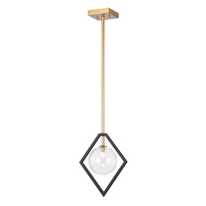 15" x 15" x 41" 1-Light Fayres Pendant Black - Warehouse Of Tiffany: Modern Glass Ceiling Fixture, ETL Listed - 1 of 2