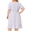 Agnes Orinda Women's Plus Size Floral Ruffle Hem Square Collar Empire Waist Dresses - 4 of 4