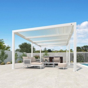 PURPLE LEAF Outdoor Louvered Pergola Aluminum Gazebo Modern White Patio Metal Pergola with Adjustable Rainproof Hardtop for Garden Lawns Yard - 1 of 4