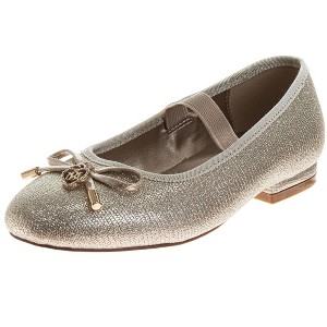 Badgley Mischka Dress Shoes for Girls Elegant Glitter Finish Classic Formal (Little Kids Big Kids), Gold, Size: 12