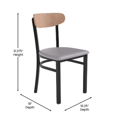 Modern Birchwood Gray Vinyl High-Capacity Dining Chair