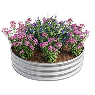 Lirago Rotundity Metal Raised Garden Bed 47.24"L x 11.4"H, Galvanized Steel Planter Box for Vegetables, Flowers & Plants Black