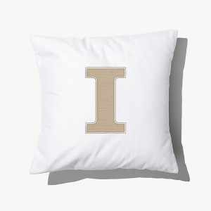 Personalization Mall Natural Initial Embroidered Applique Throw Pillow - 1 of 3