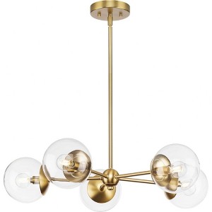 Progress Lighting Atwell 5-Light Chandelier, Brushed Bronze, Clear Glass Globes, Steel, Modern - 1 of 1