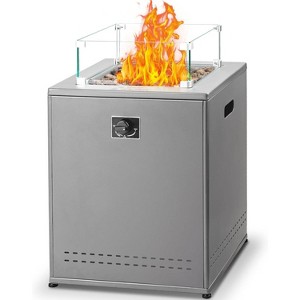 ZAFRO 20 Inch Fire Pit Square Gas Fire Table with Lava Rocks & Protective Cover for Parties/Backyard/Garden - 1 of 4