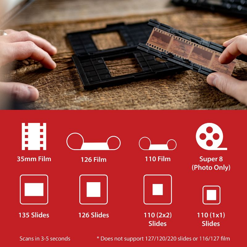 Magnasonic All-in-One 25MP Film Scanner Large 5" Display & HDMI,Converts 35mm/126/110/SUPER 8 Film & 135/126/110 Slides - Black, 4 of 9