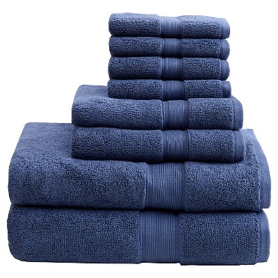 8pc Cotton Bath Towel Set Navy : Target