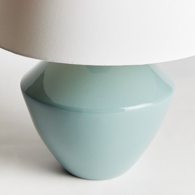 Celadon Green Ceramic Table Lamp with Linen Shade