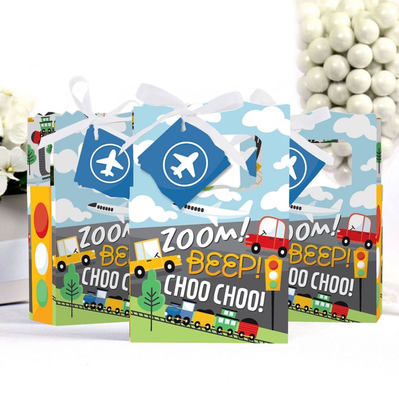 Big Dot of Happiness Cars, Trains, and Airplanes - Transportation Birthday Party Favor Boxes - Set of 12, 3 of 7