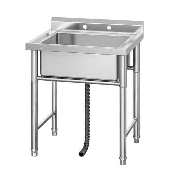 Stainless Steel Sink, Commercial Kitchen Prep & Utility Sink Free Standing Restaurant Laundry Garage Bar Workshop