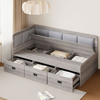 NicBex Twin Size Daybed with 3 Drawers and 3 Storage Compartments for Bedroom,Living Room,Apartment