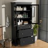 70" Bathroom Storage Cabinet, Freestanding Floor Cabinet with 3 Drawers and Adjustable Shelves, Kitchen Pantry Cabinet for Bathroom Office - 2 of 4