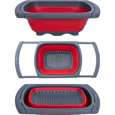 Colander collapsible, Colander Strainer Veggies/Fruit Strainers, Extendable Handles Colander, Folding Strainer for Kitchen - by ELITRA HOME