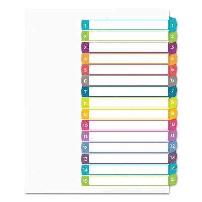 Avery Ready Index Table of Contents Dividers Multicolor Tabs 1-15 Letter 11845