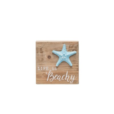 Beachcombers Beach Sea Star Block Sign Home Table Decor 5.87 x 1.25 x 5.87 Inches.