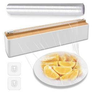 Magnetic Cling Film Dispenser With Slide Cutter Reusable Wall-mounted Wrap Dispenser For Plastic Wrap Tin Foil Wax Paper - 1 of 4