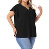 Agnes Orinda Women's Plus Size Textured V Neck Ruffle Short Sleeve Casual Tops - 2 of 4