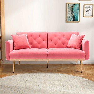 MOONMISS Polyester Sofa Set Loveseat Sofa with Metal Feet , 65"Convertible Futon loveseat - 1 of 4