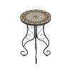 DOMETOUR Round Ceramic Outdoor Side Table, Colorful+Black - 3 of 4