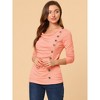 Allegra K Women's Cowl Neck Long Sleeves Buttons Decor Solid Ruched Top - 2 of 4