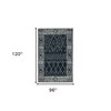 Charcoal And Ivory Wool Southwestern Hand Hooked Area Rug - 3 of 4