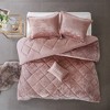 4 Pcs Luxury Style Velvet Duvet Set, Diamond Quilting Ultra Soft Bedding Set for Cold Season, Easy Care Bed Set with Matching Shams & Pillow - 3 of 4