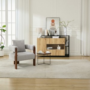 SEYNAR Modern Teddy Upholstered Fabric Round Armchair with pillow - 1 of 4