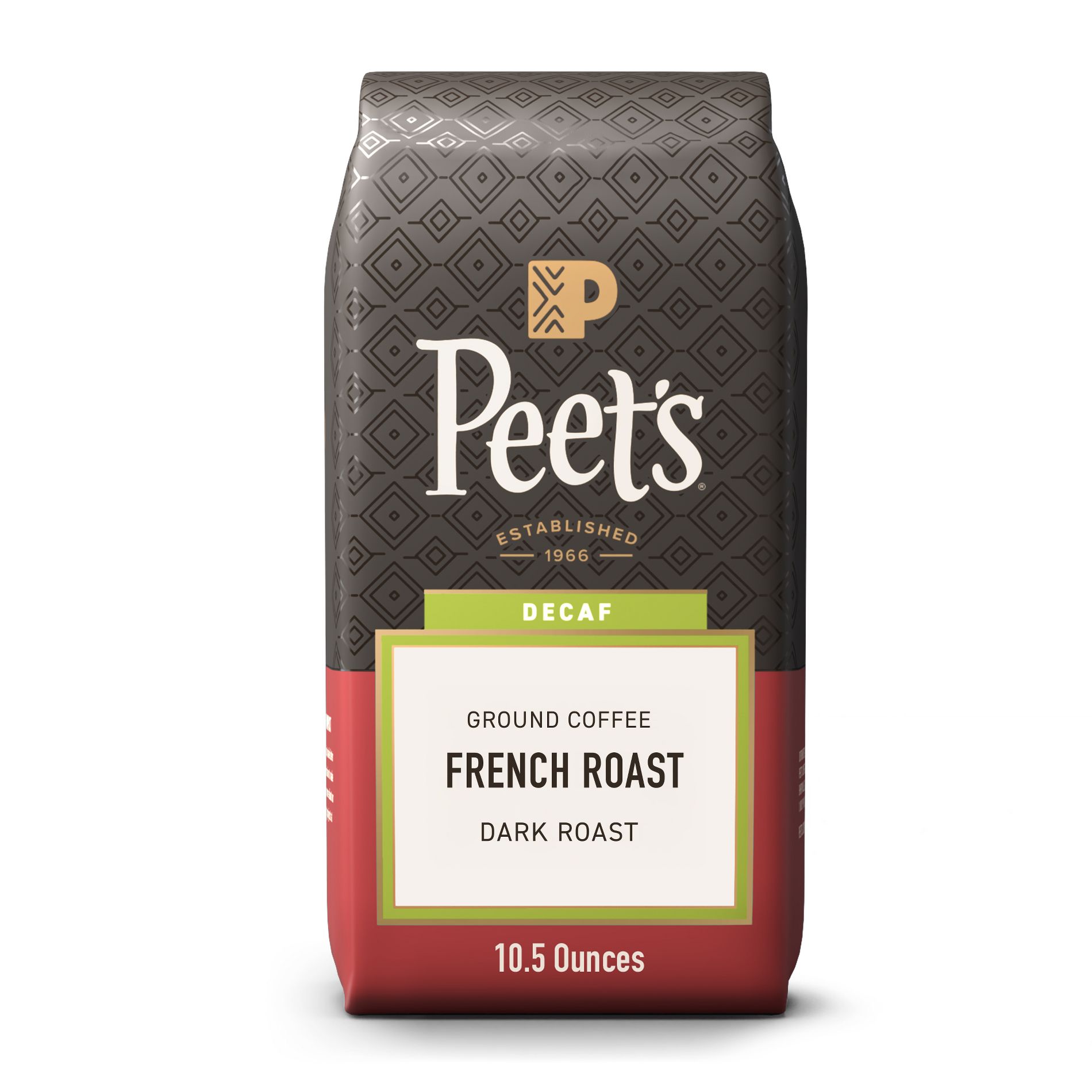 Peet's Decaf French Dark Roast Ground Coffee - 10.5oz: Arabica Beans, Caramel Flavor