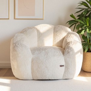 MAXYOYO Bean Bag Chair, Floral Shape Ultra Soft Faux Fur Petal Back Sofa for Adults - 1 of 4