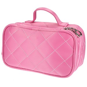 Unique Bargains Travel  Double Layer Makeup Bag Makeup Organizer Bag Storage Bag Portable Waterproof 1 Pcs - 1 of 4