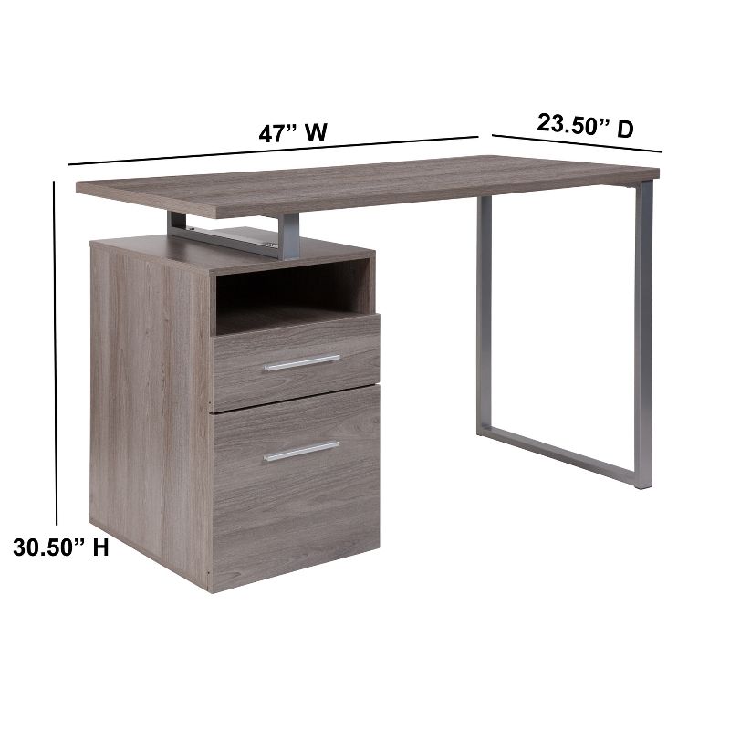 Flash Furniture Harwood Desk with Two Drawers and Metal Frame, 4 of 12