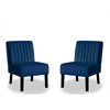 Velvet Mid-Century Modern Accent Chairs Set of 2 with Channel Tufting, Plush Seat and Solid Wood Legs - 2 of 4