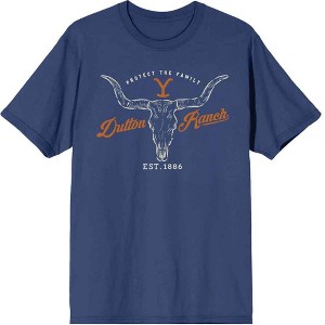 Yellowstone Dutton Ranch Steer Skull Logo Juniors Navy T-shirt - 1 of 3