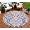 Purple Lilac And Ivory Geometric Washable Indoor Outdoor Area Rug - 2 of 4