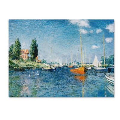 Claude Monet Blue and Red Boats Coastal Canvas Art