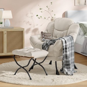 Lazy Chair with Folding Ottoman,Modern Large Accent Lounge Armchair with Side Pocket,Comfy Leisure Sofa Reading Chair,for Bedroom - 1 of 4