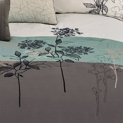 Emilie King Gray and Teal Microfiber Comforter Set